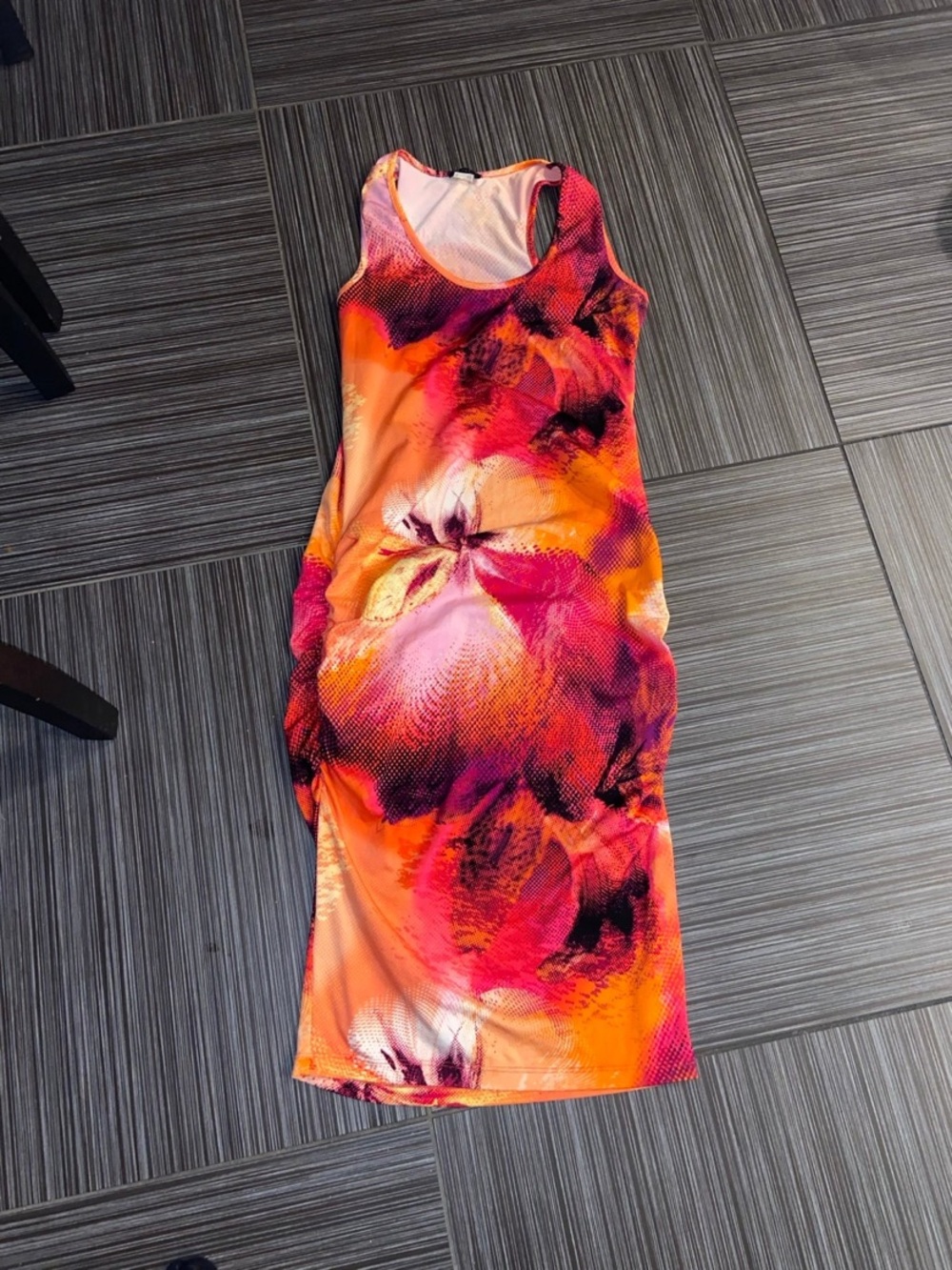 Venus ruched floral red pink dress size medium